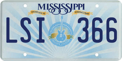 MS license plate LSI366