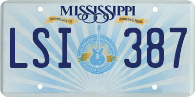 MS license plate LSI387