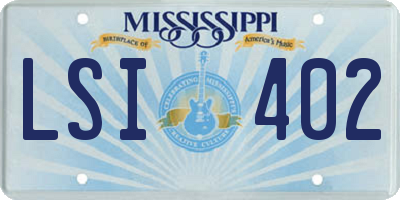 MS license plate LSI402