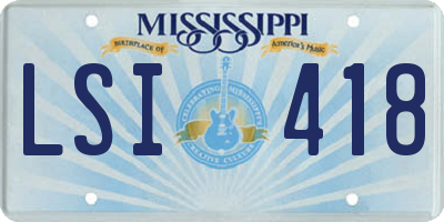 MS license plate LSI418