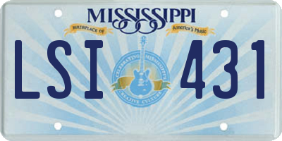 MS license plate LSI431