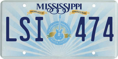 MS license plate LSI474