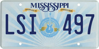 MS license plate LSI497