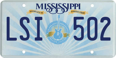 MS license plate LSI502