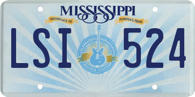 MS license plate LSI524