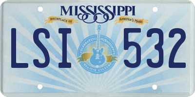 MS license plate LSI532