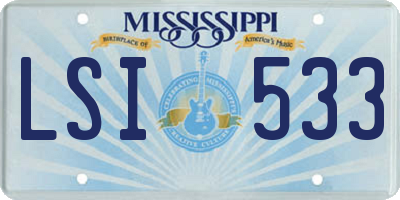 MS license plate LSI533
