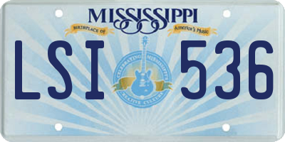 MS license plate LSI536