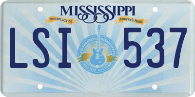 MS license plate LSI537