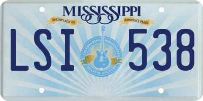 MS license plate LSI538
