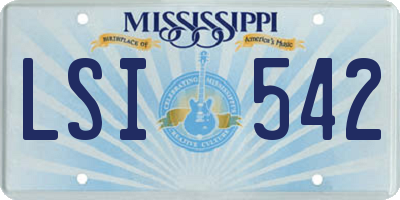 MS license plate LSI542