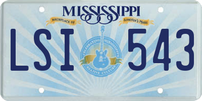 MS license plate LSI543