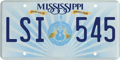 MS license plate LSI545