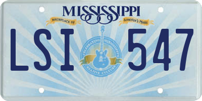 MS license plate LSI547