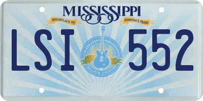 MS license plate LSI552
