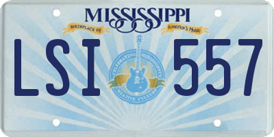 MS license plate LSI557