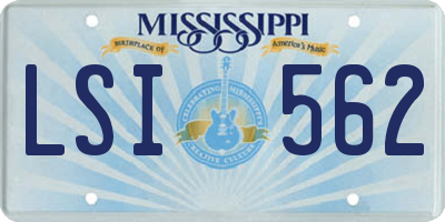 MS license plate LSI562