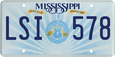 MS license plate LSI578