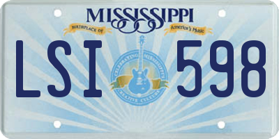 MS license plate LSI598