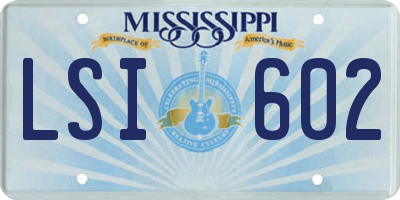 MS license plate LSI602