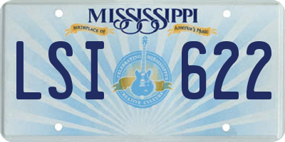 MS license plate LSI622