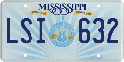 MS license plate LSI632