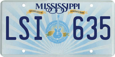 MS license plate LSI635