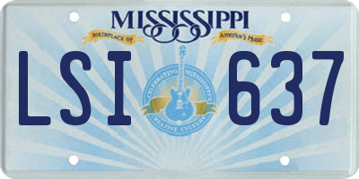 MS license plate LSI637