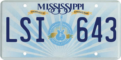 MS license plate LSI643