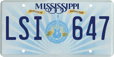 MS license plate LSI647