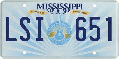 MS license plate LSI651