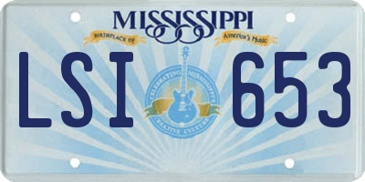 MS license plate LSI653