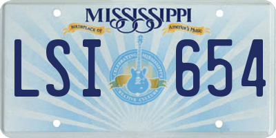 MS license plate LSI654