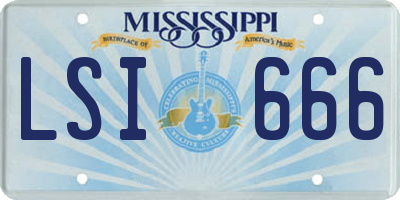 MS license plate LSI666
