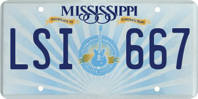 MS license plate LSI667