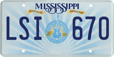 MS license plate LSI670