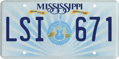 MS license plate LSI671