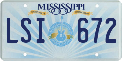 MS license plate LSI672