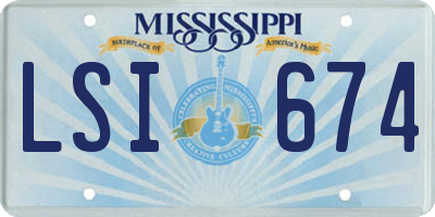 MS license plate LSI674