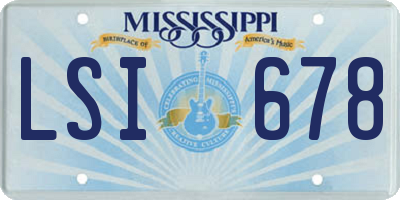 MS license plate LSI678