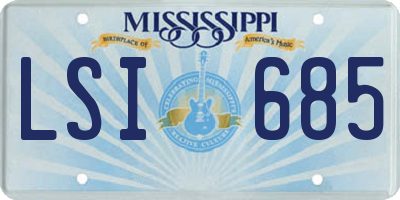 MS license plate LSI685