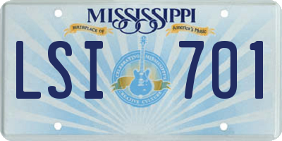 MS license plate LSI701
