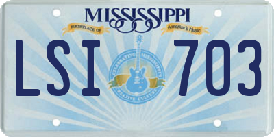 MS license plate LSI703