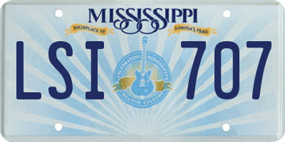MS license plate LSI707