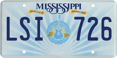 MS license plate LSI726