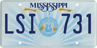 MS license plate LSI731