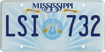 MS license plate LSI732