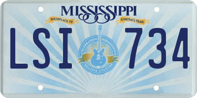 MS license plate LSI734