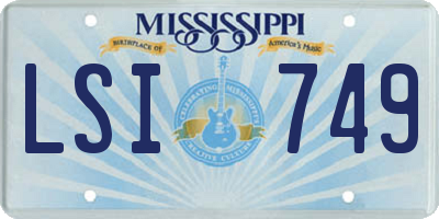 MS license plate LSI749
