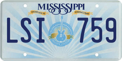 MS license plate LSI759